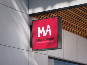 Création d'une enseigne par Cathy Raymond, graphiste